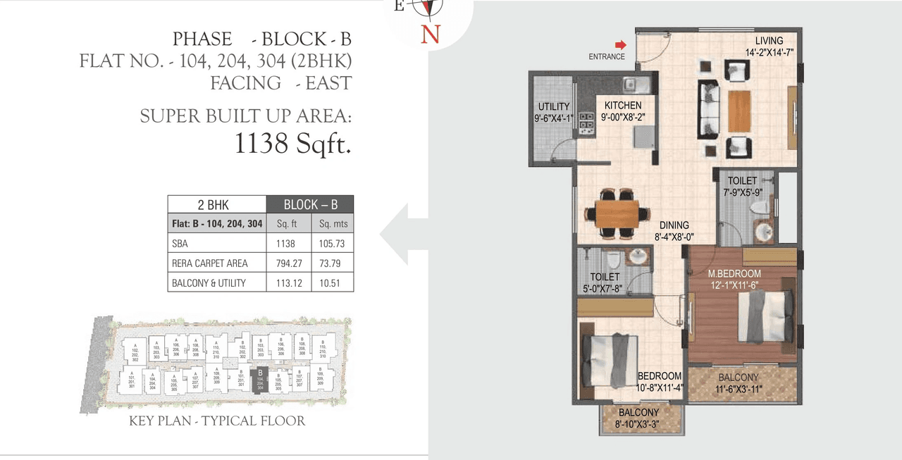 Hoysala Hallmark Lalith Unit plan - 910 sq.ft.