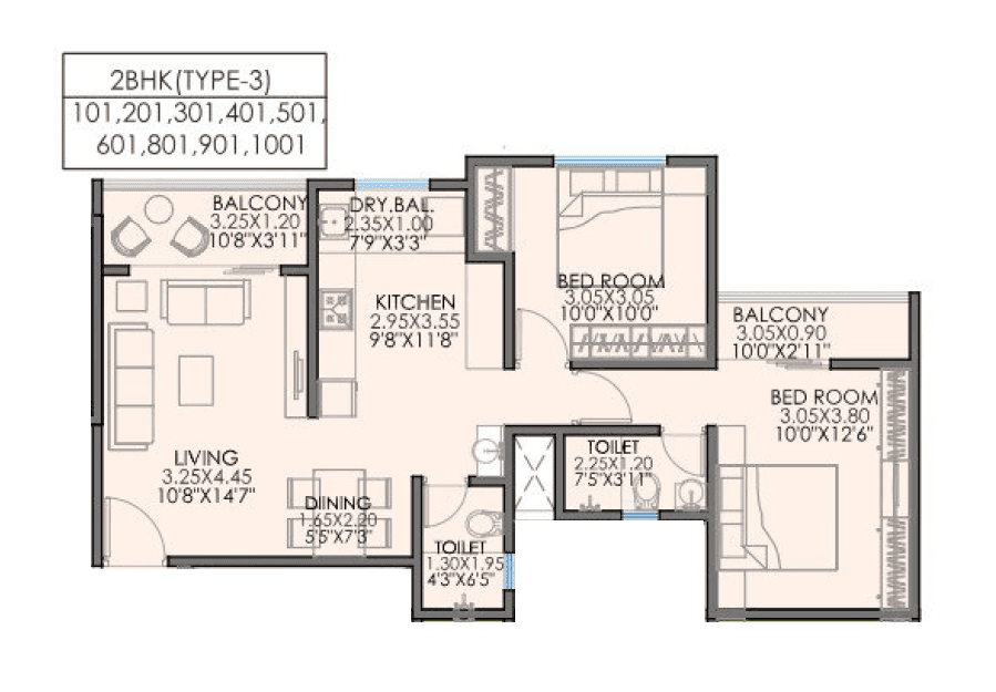 Aswani Pleroma Greens Unit plan - 744 sq.ft.