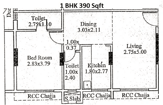 Rishabh Rajkamal Park Unit plan - 390 sq.ft.