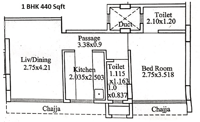 Rishabh Rajkamal Park Unit plan - 440 sq.ft.