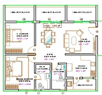 Candeur Eternia Unit plan - 1052 sq.ft.