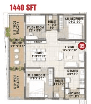 Svadha Mackenna Unit plan - 1008 sq.ft.