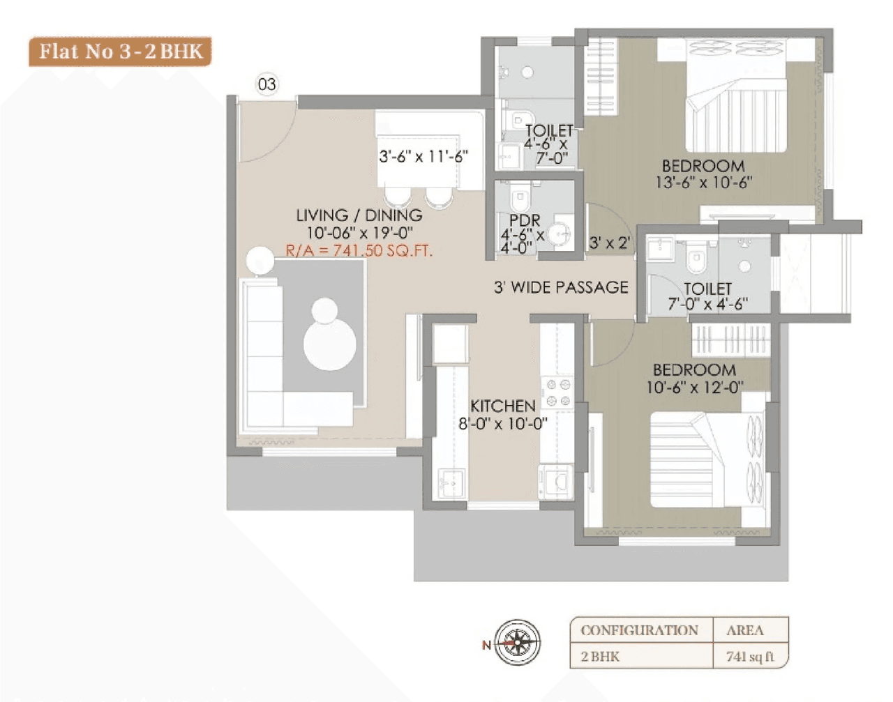 Navkar Palace Unit plan - 741 sq.ft.