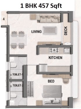MK Crown Unit plan - 457 sq.ft.
