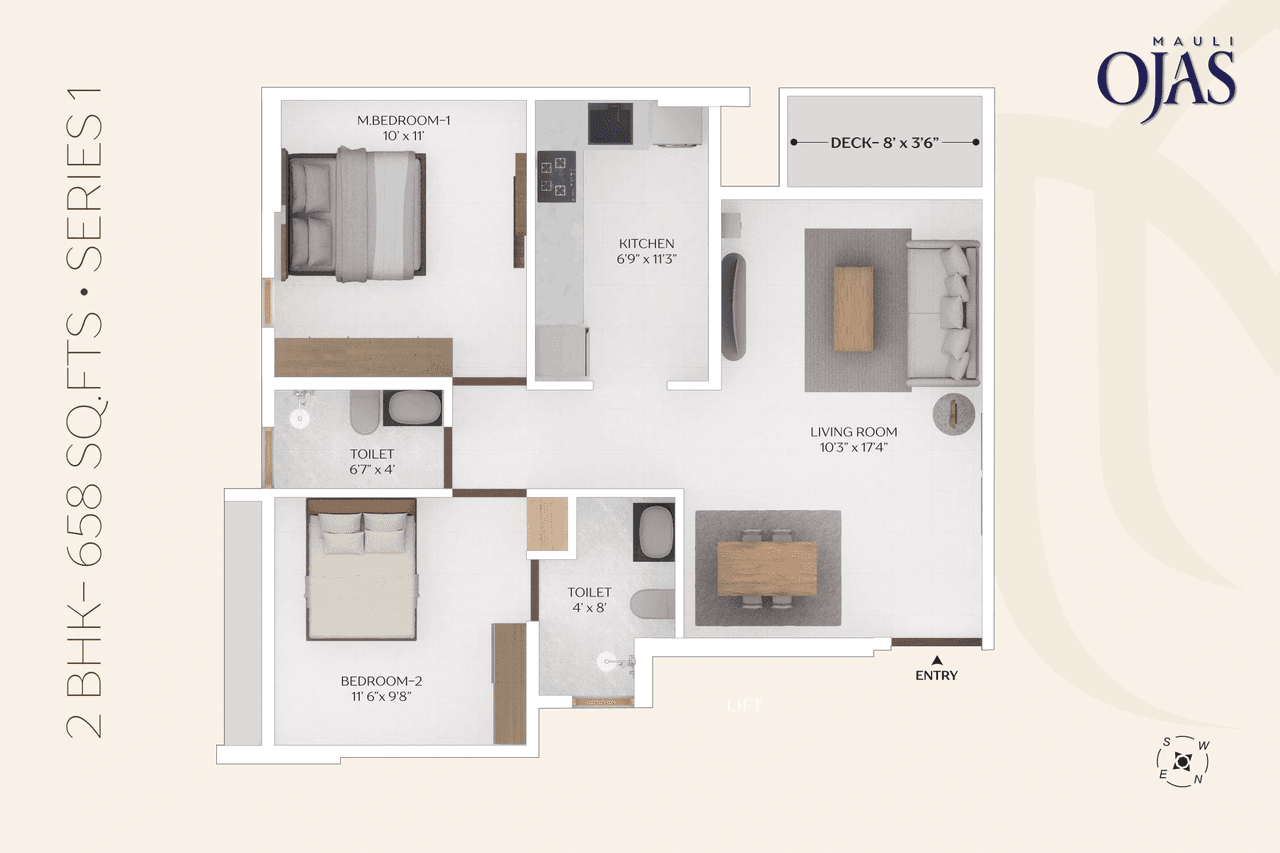 Mauli Ojas Unit plan - 658 sq.ft.