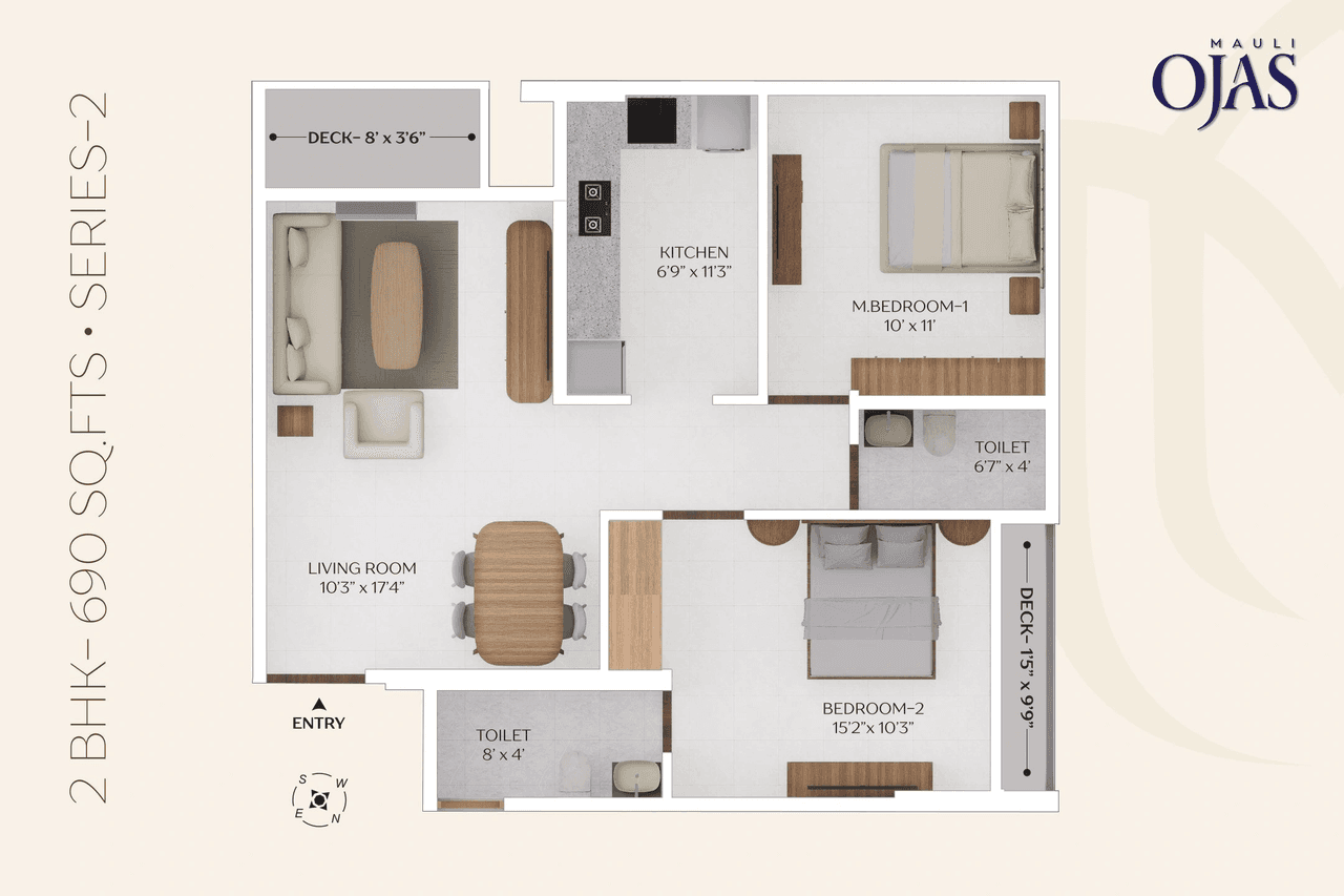 Mauli Ojas Unit plan - 690 sq.ft.