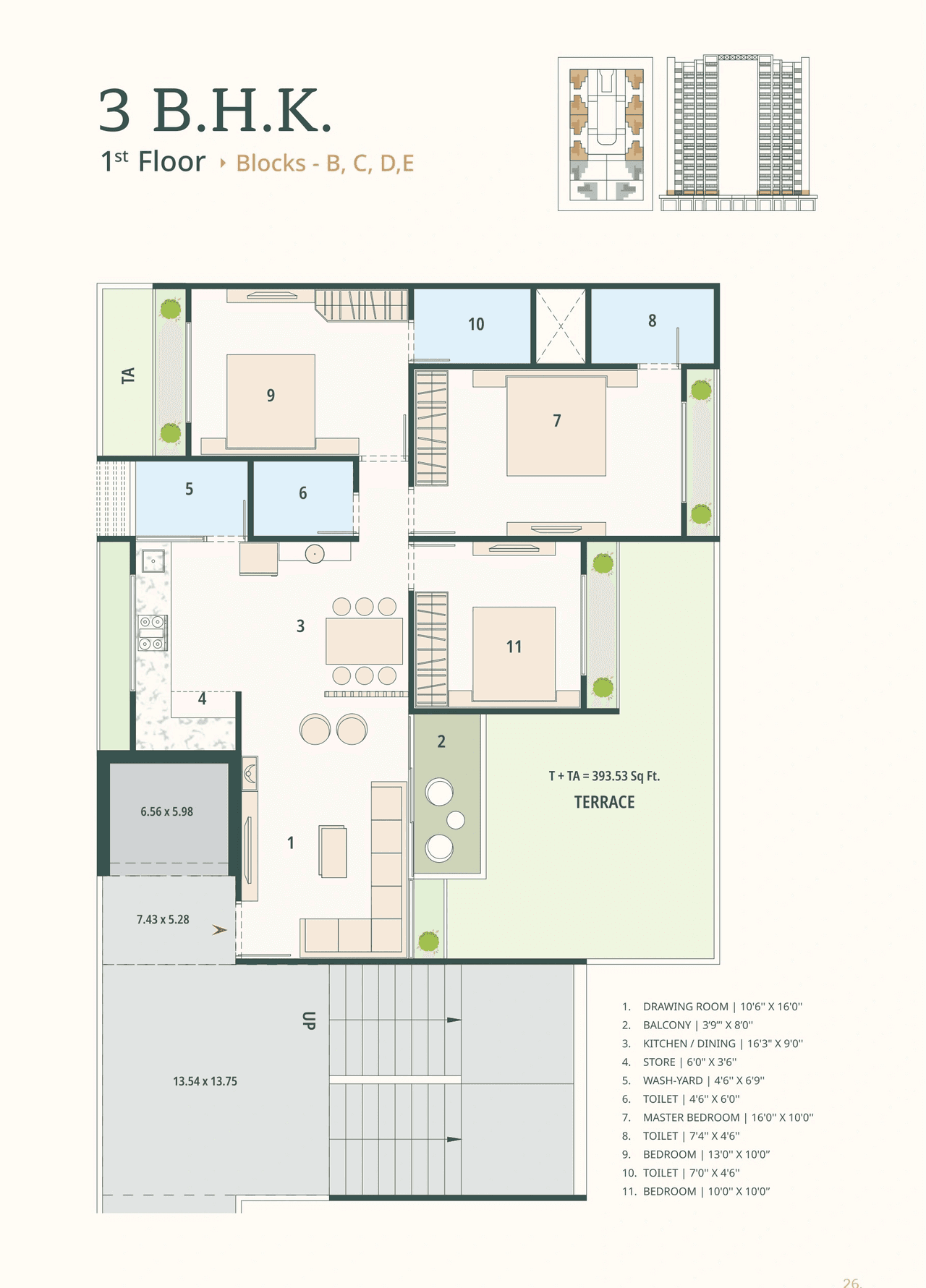 Sampatti Celestial Garden Living Unit plan - 968 sq.ft.