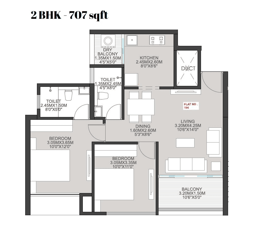 Sankla East World Unit plan - 707 sq.ft.