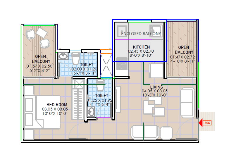 Vista Vivanta Unit plan - 482 sq.ft.