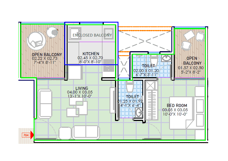 Vista Vivanta Unit plan - 502 sq.ft.