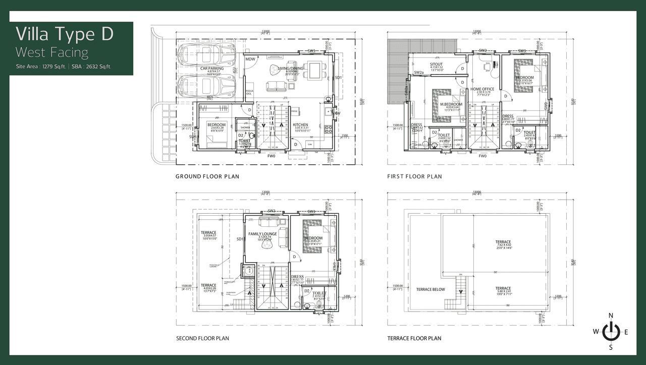 Trifecta Verde En Resplandor Unit plan - 1279 sq.ft.