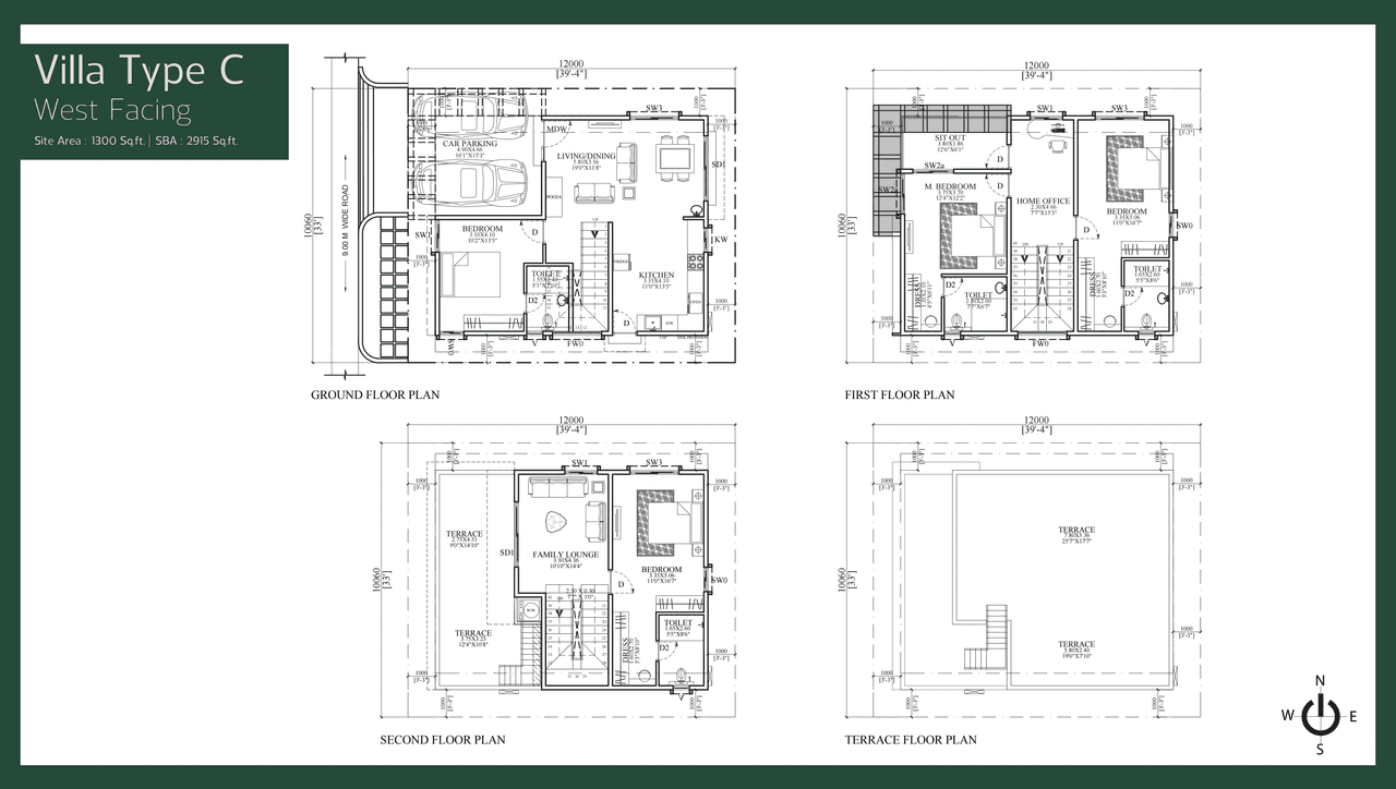 Trifecta Verde En Resplandor Unit plan - 1300 sq.ft.