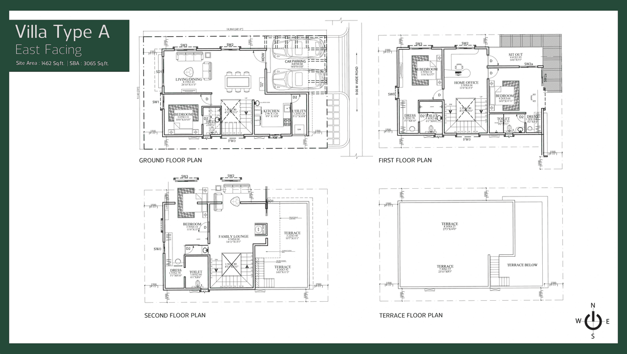 Trifecta Verde En Resplandor Unit plan - 1461 sq.ft.