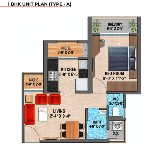 Arihant Aspire Unit plan - 400 sq.ft.