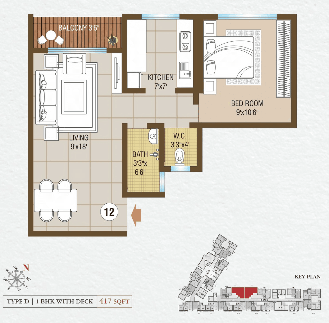 Siyara Viva Unit plan - 417 sq.ft.