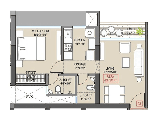 Navkarmik Shiv Vardaan Unit plan - 436 sq.ft.