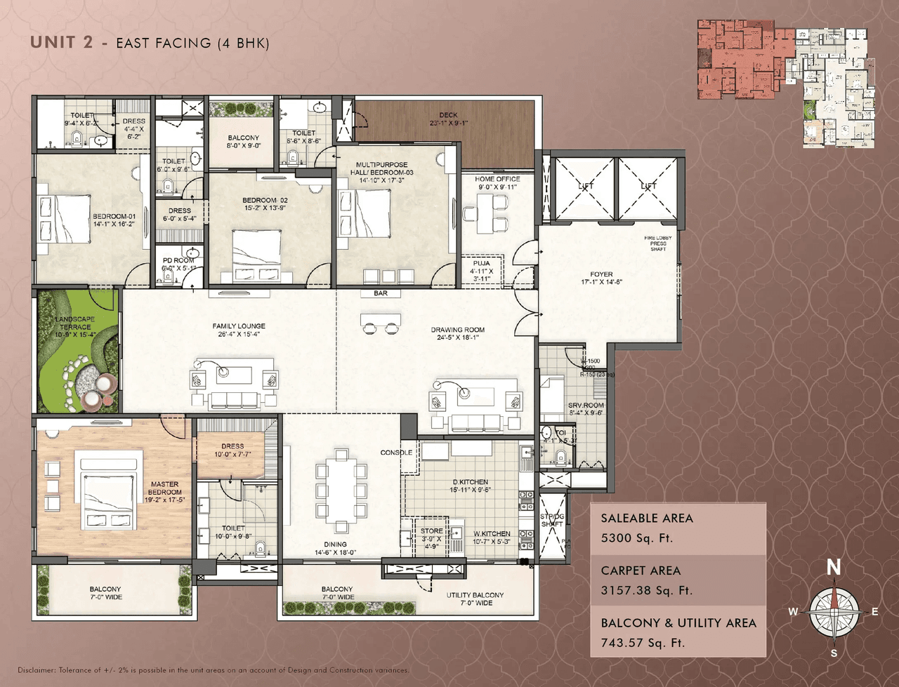 The Pearl by Auro Reality Unit plan - 3157 sq.ft.