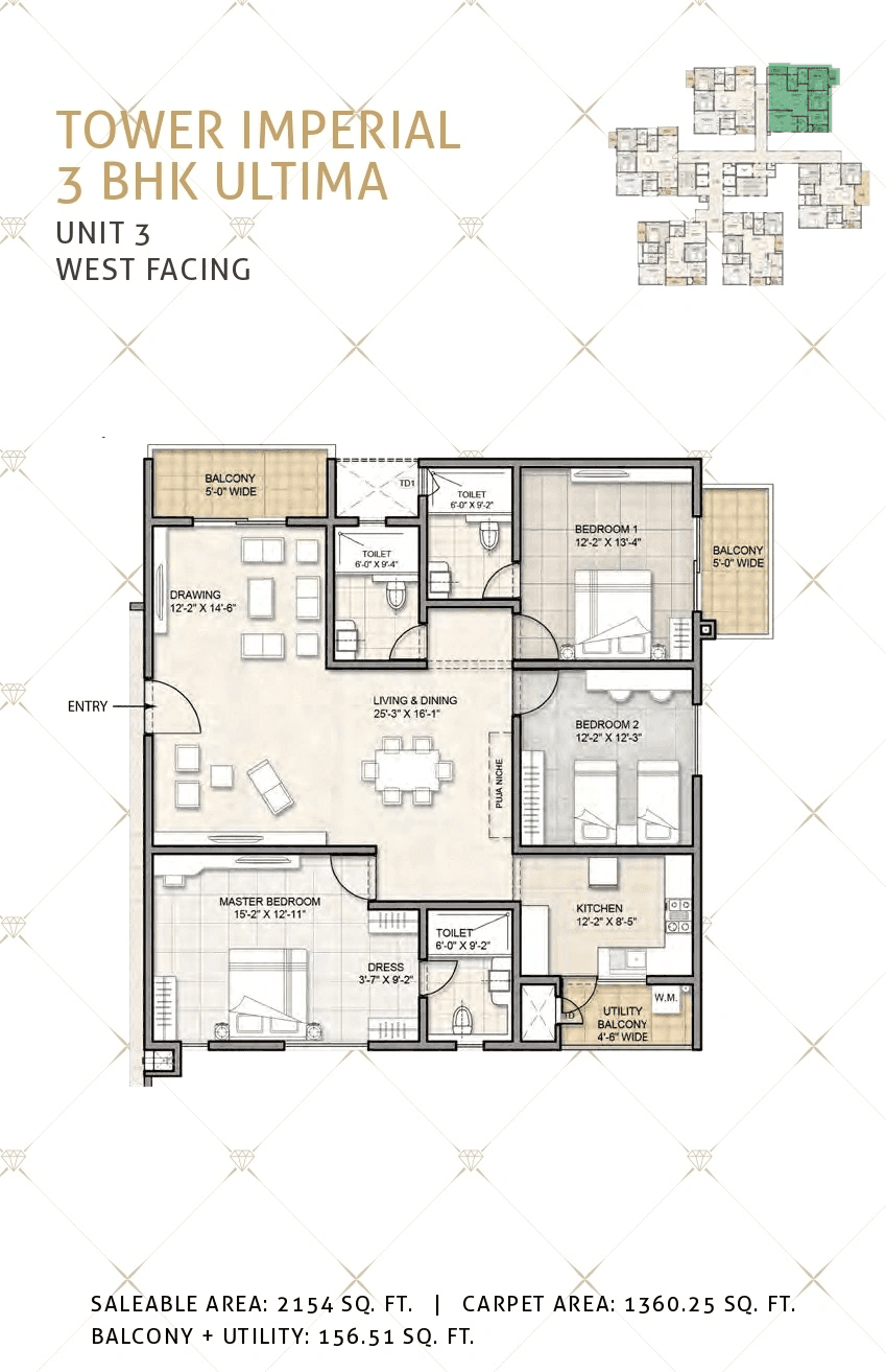 Kohinoor by Auro Reality Unit plan - 1360 sq.ft.