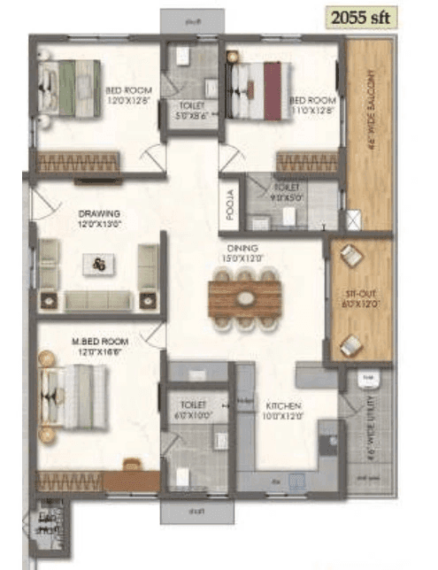 Lansum El Palacio Unit plan - 1438 sq.ft.