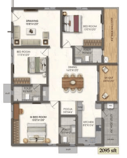 Lansum El Palacio Unit plan - 1466 sq.ft.