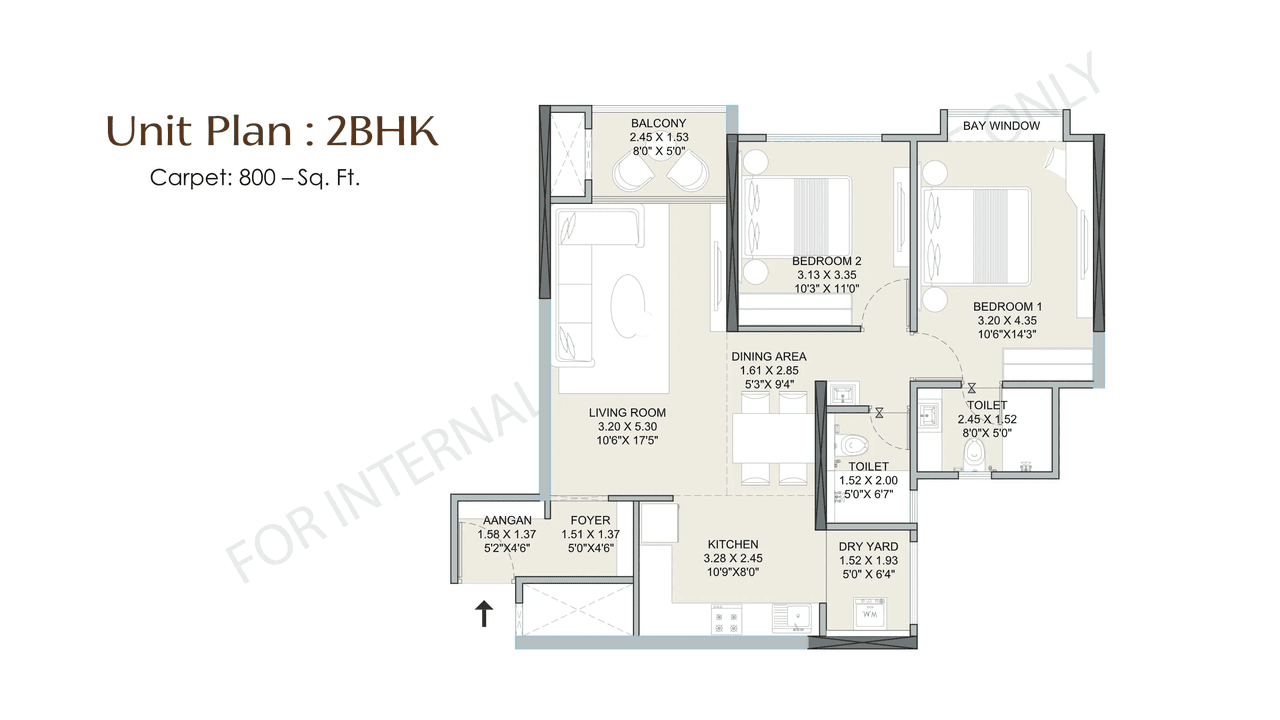 Jhamtani Ace Ayodhya Unit plan - 800 sq.ft.