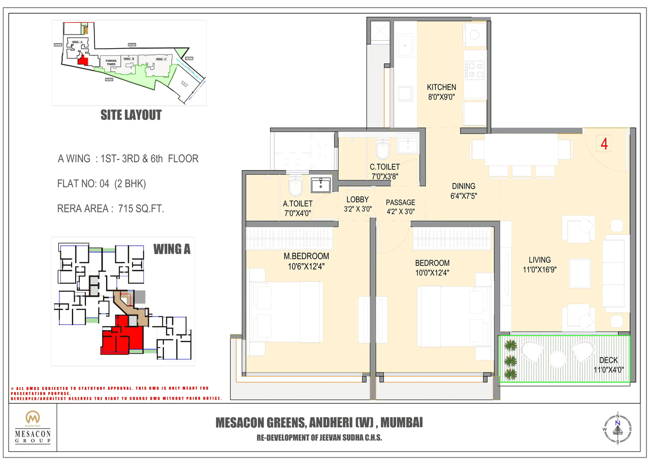 Mesacon Greens Unit plan - 715 sq.ft.