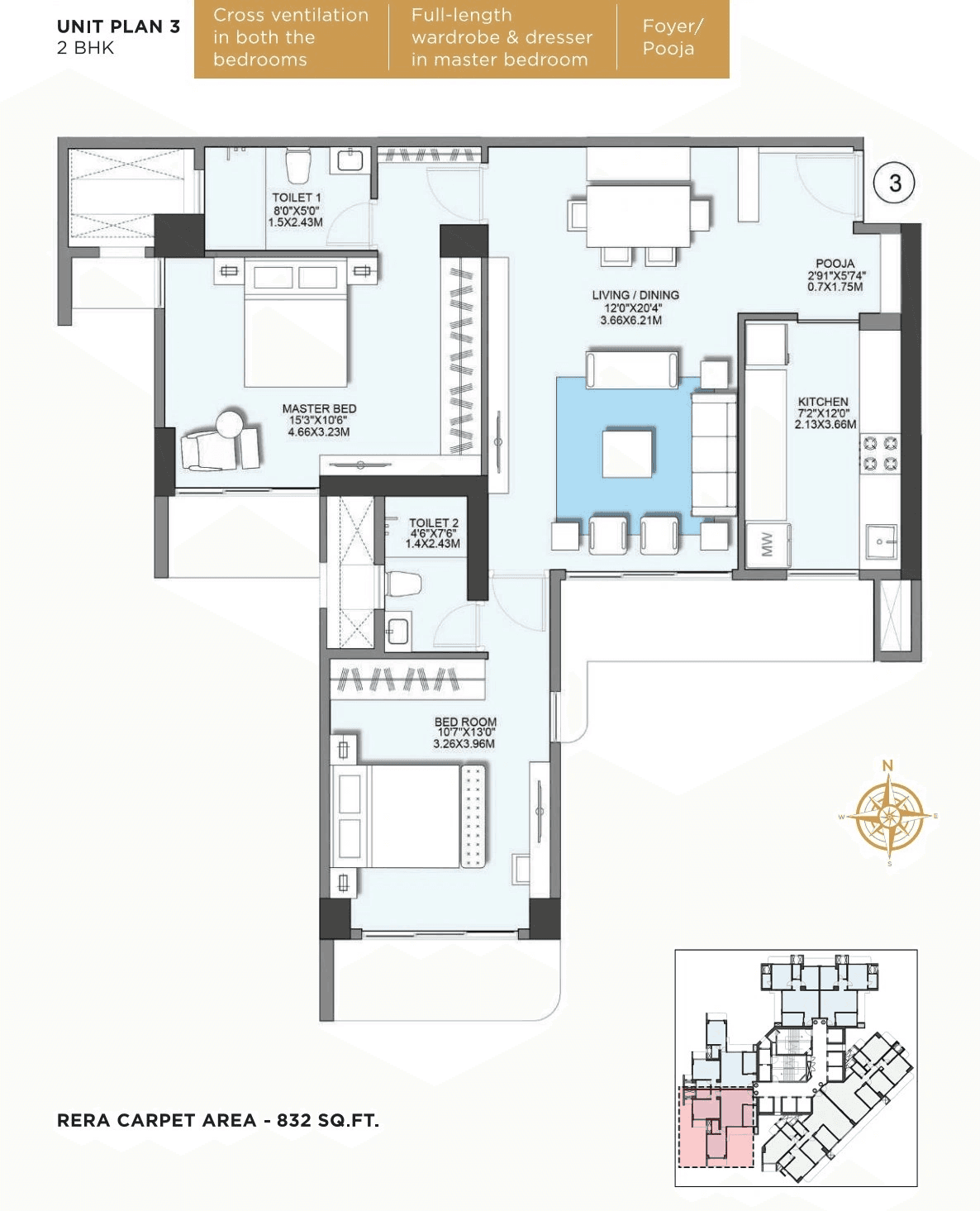 J Gala Arham Imperia Unit plan - 832 sq.ft.