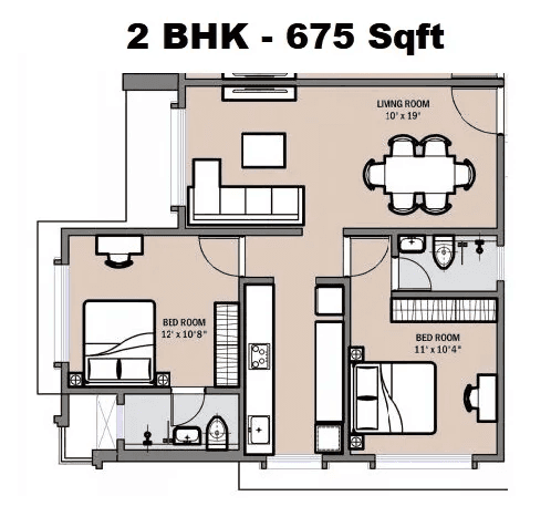 Swami Marathi Asmita Unit plan - 675 sq.ft.