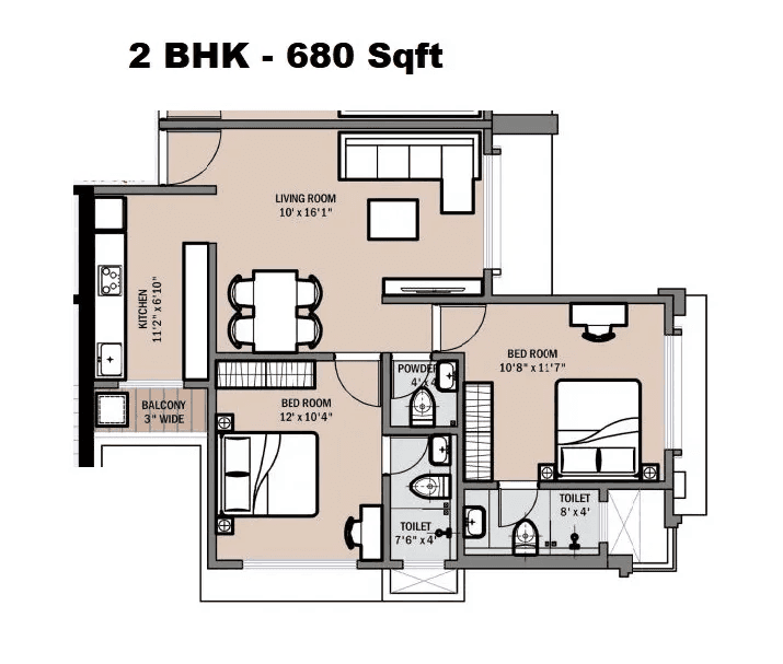 Swami Marathi Asmita Unit plan - 680 sq.ft.