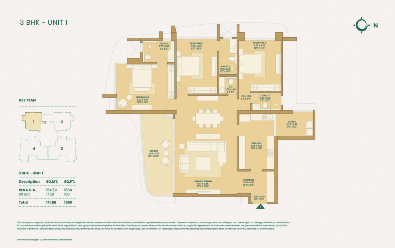 Viceroy Visava Unit plan - 1850 sq.ft.