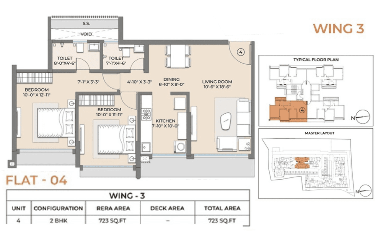 Atul Nakshatra Unit plan - 723 sq.ft.