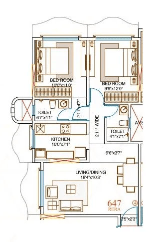 Amar Devendra Unit plan - 648 sq.ft.