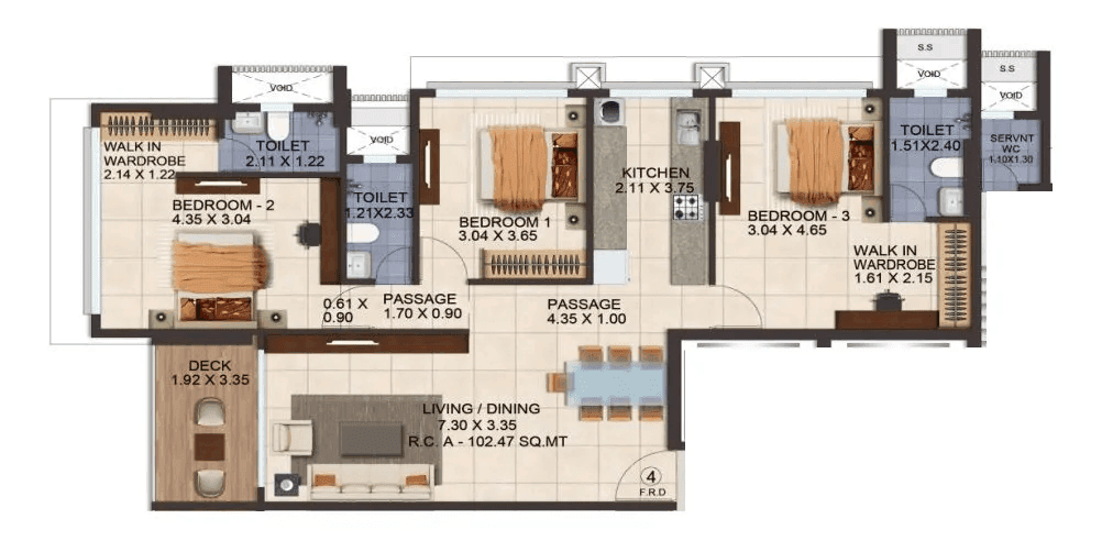 Sahakar Shanti Signature Unit plan - 1103 sq.ft.
