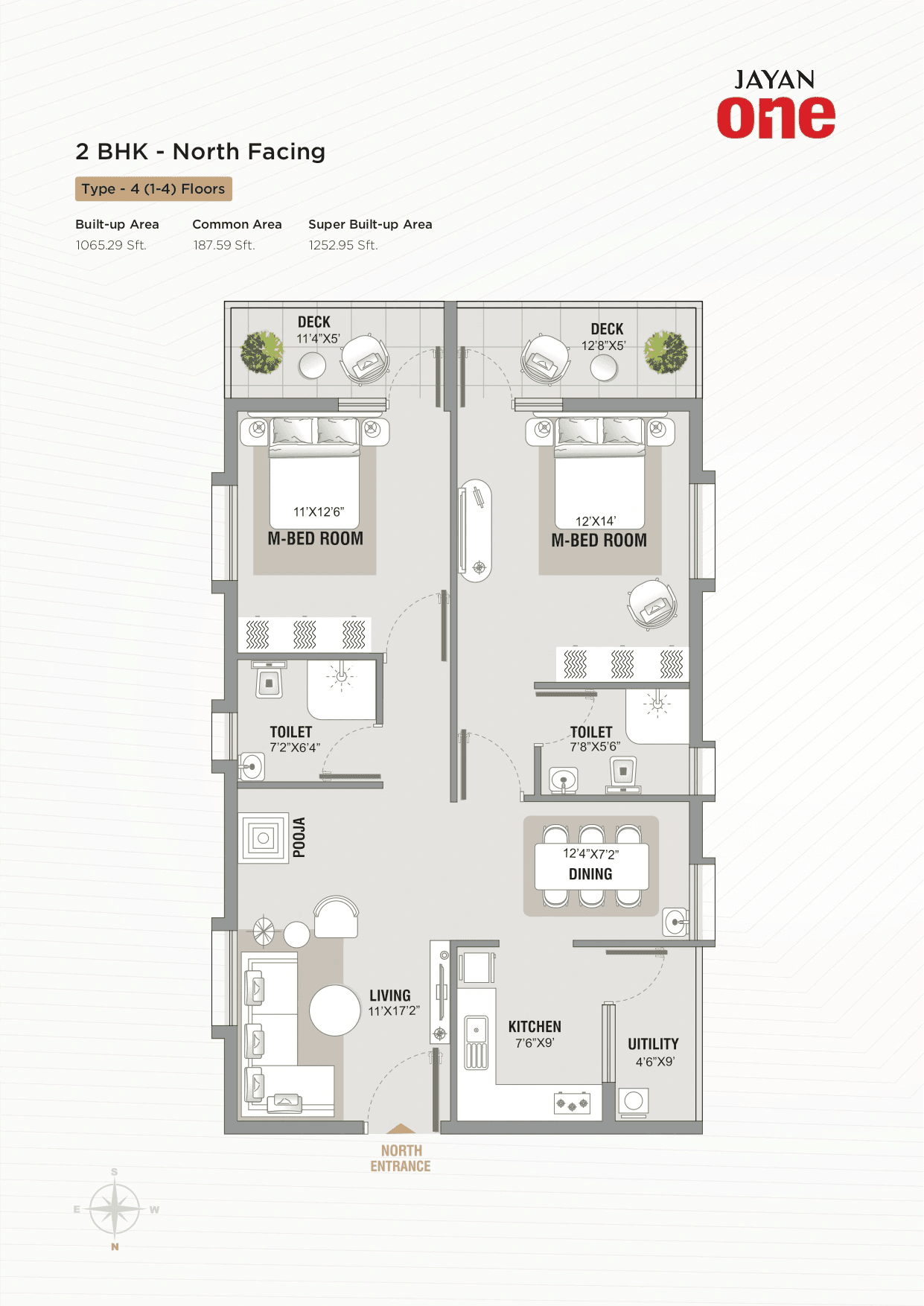 Jayan One Unit plan - 817 sq.ft.