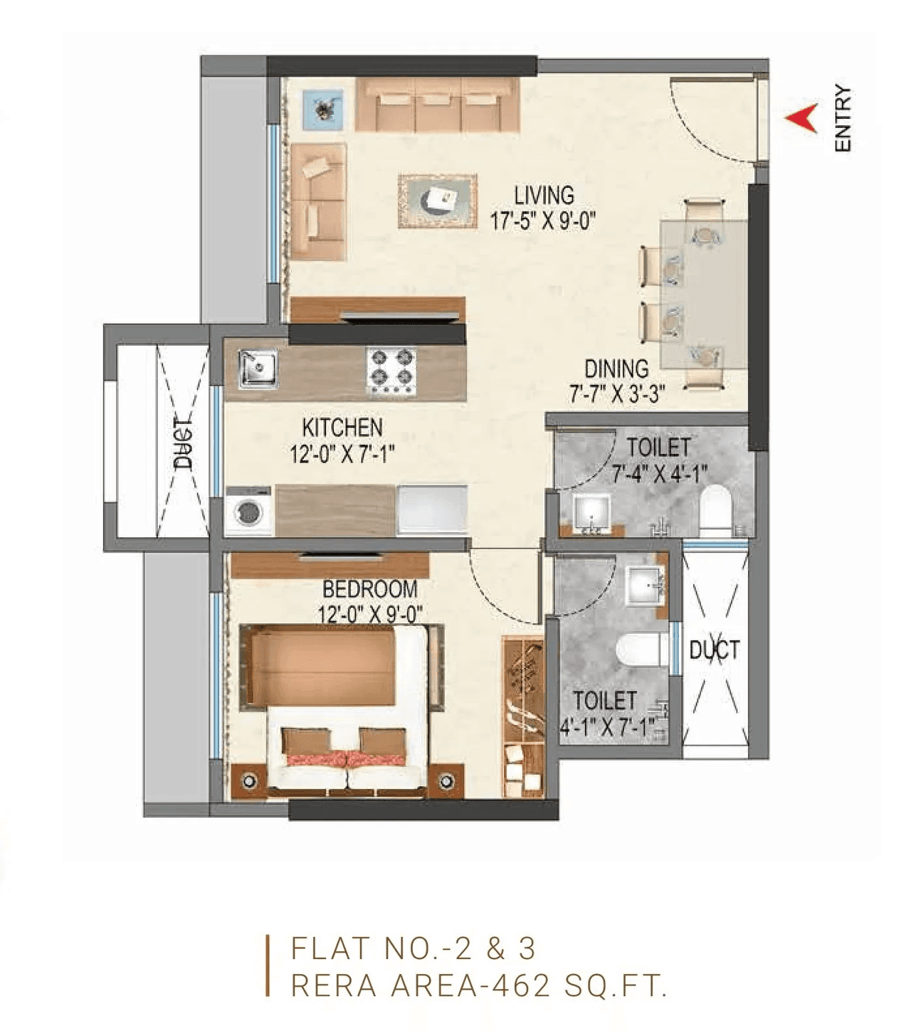 Ranbir Greenpath Unit plan - 462 sq.ft.
