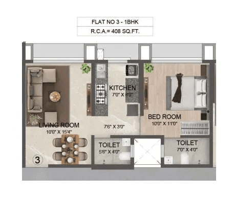 Samarpan Utopia Unit plan - 408 sq.ft.
