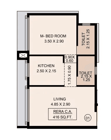 JDN Aura Unit plan - 416 sq.ft.