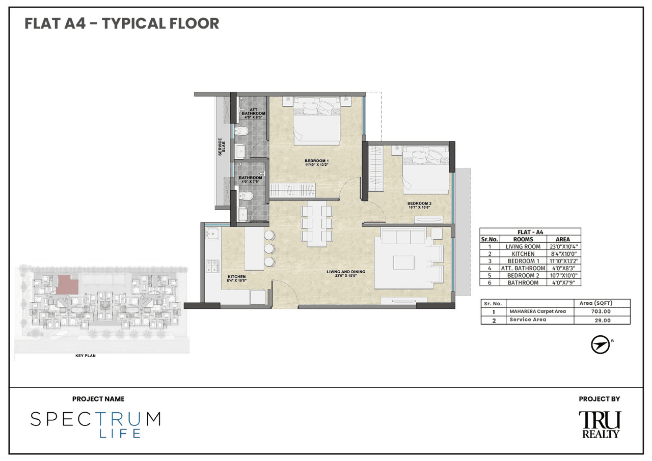 TRU Spectrum Life Unit plan - 732 sq.ft.