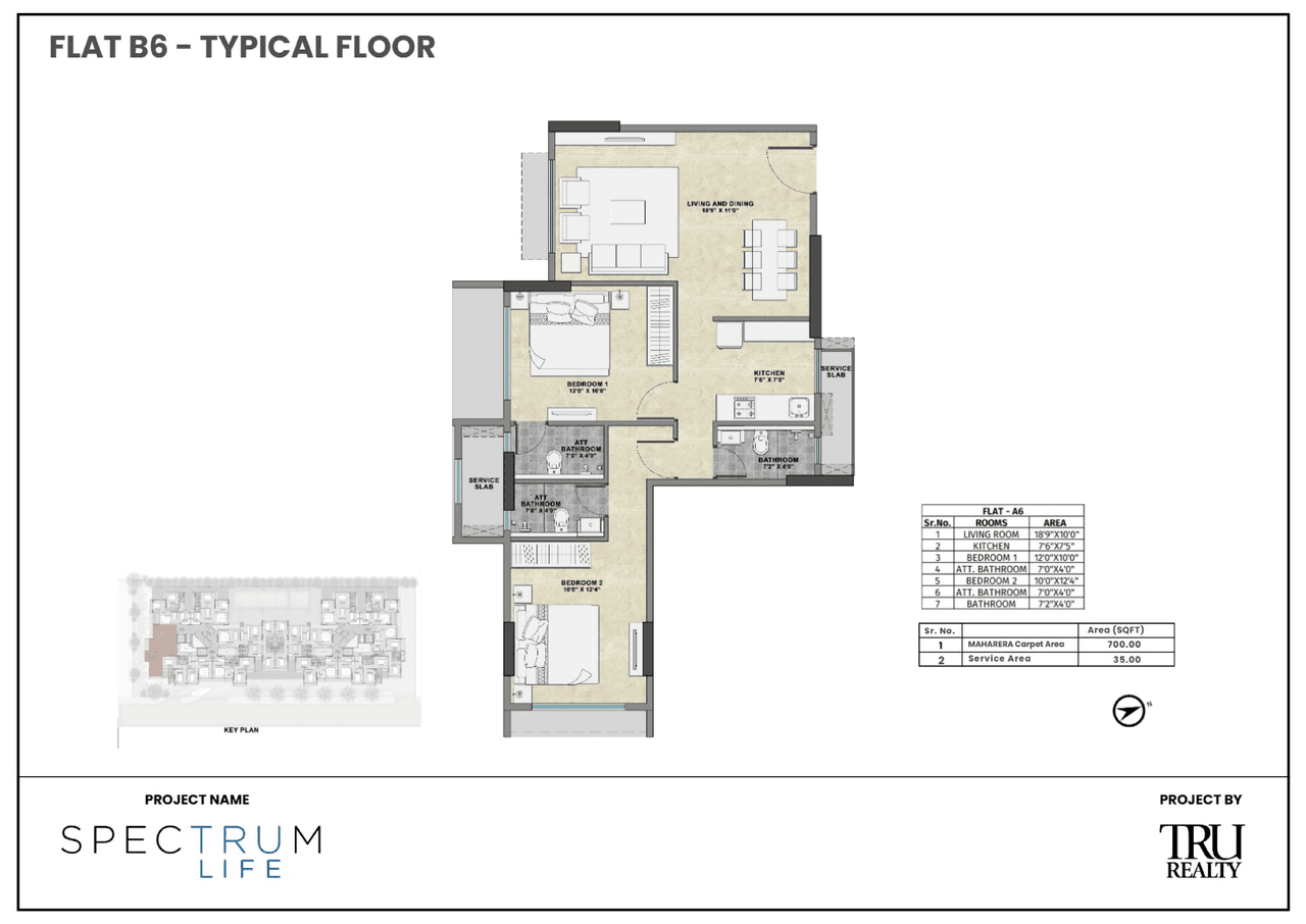 TRU Spectrum Life Unit plan - 735 sq.ft.