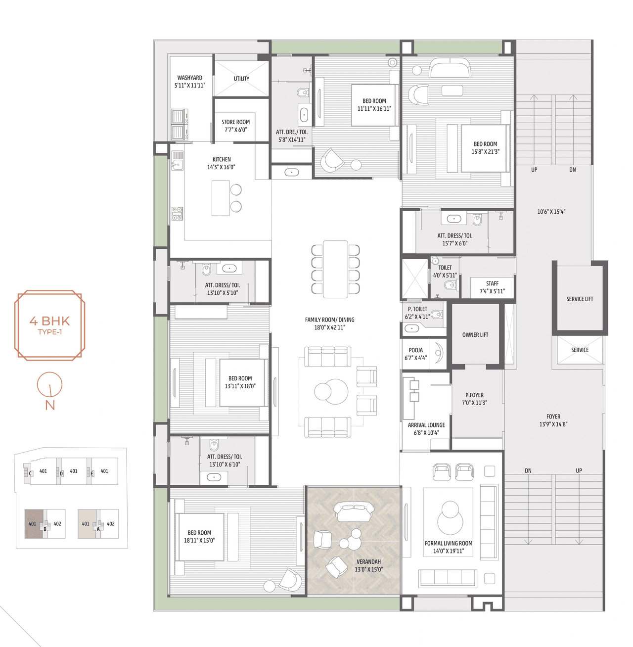 The Bellagio Unit plan - 2928 sq.ft.