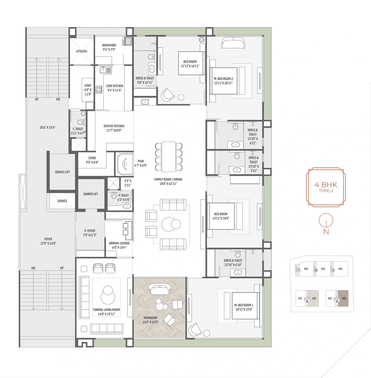 The Bellagio Unit plan - 2938 sq.ft.