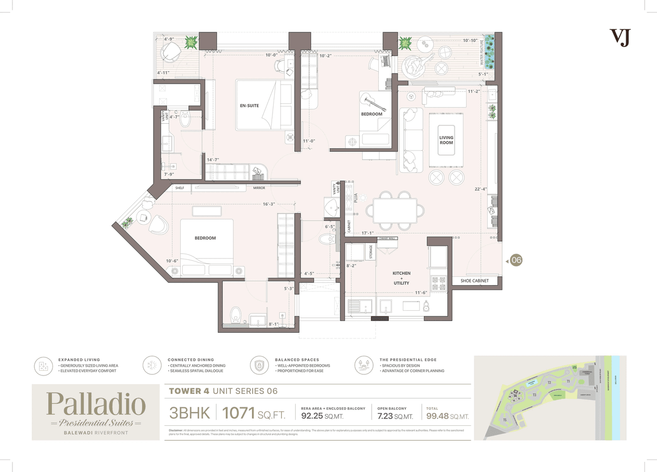 VJ Palladio Presidential Suites Unit plan - 1070 sq.ft.