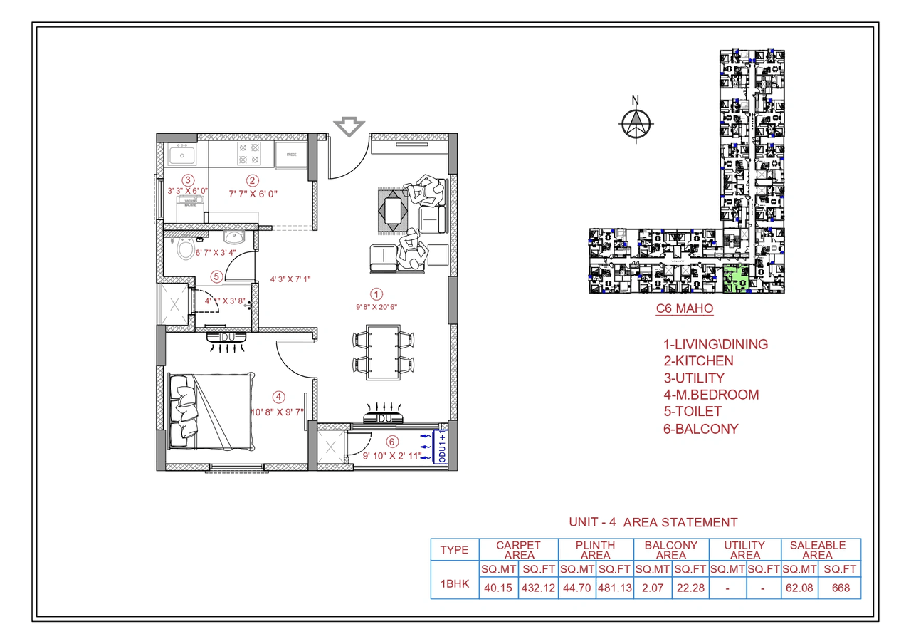 Incor PBEL City Phase 3 Unit plan - 434 sq.ft.