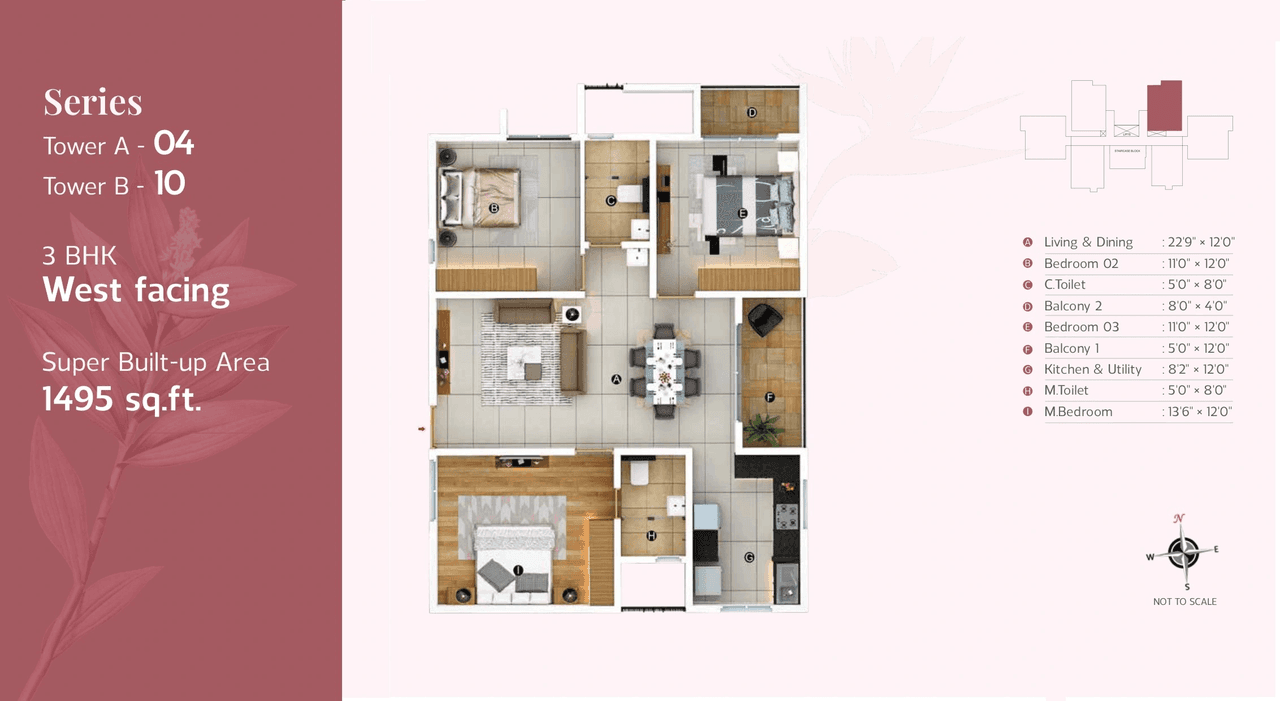 Trifecta Veranza Unit plan - 738 sq.ft.