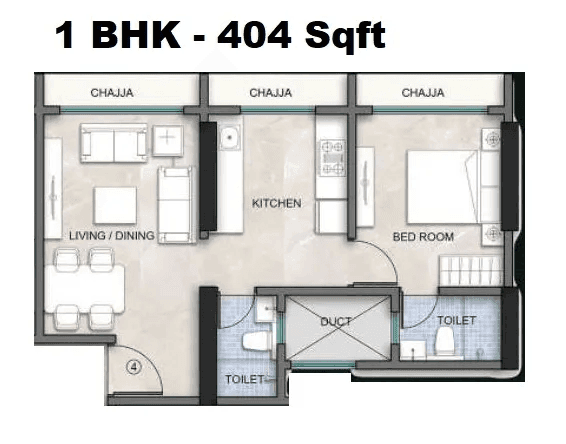 Avira Sai Shreeji Unit plan - 404 sq.ft.