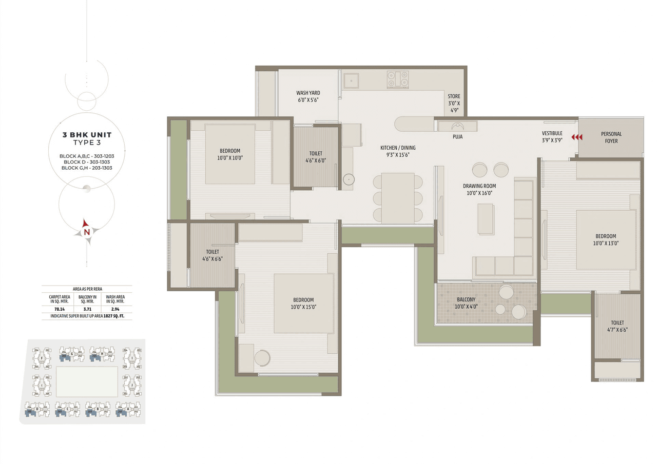 Venus The Planet Unit plan - 841 sq.ft.