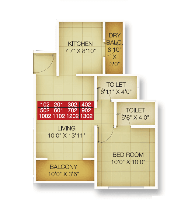 Sai Sanskruti Unit plan - 479 sq.ft.