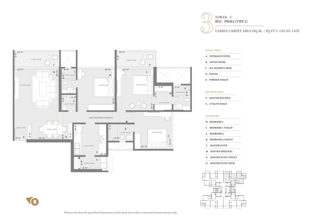 Kolte Patil 24k Manor Unit plan - 1435 sq.ft.