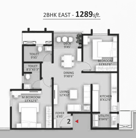 Ankuraa Pristine Park Unit plan - 831 sq.ft.