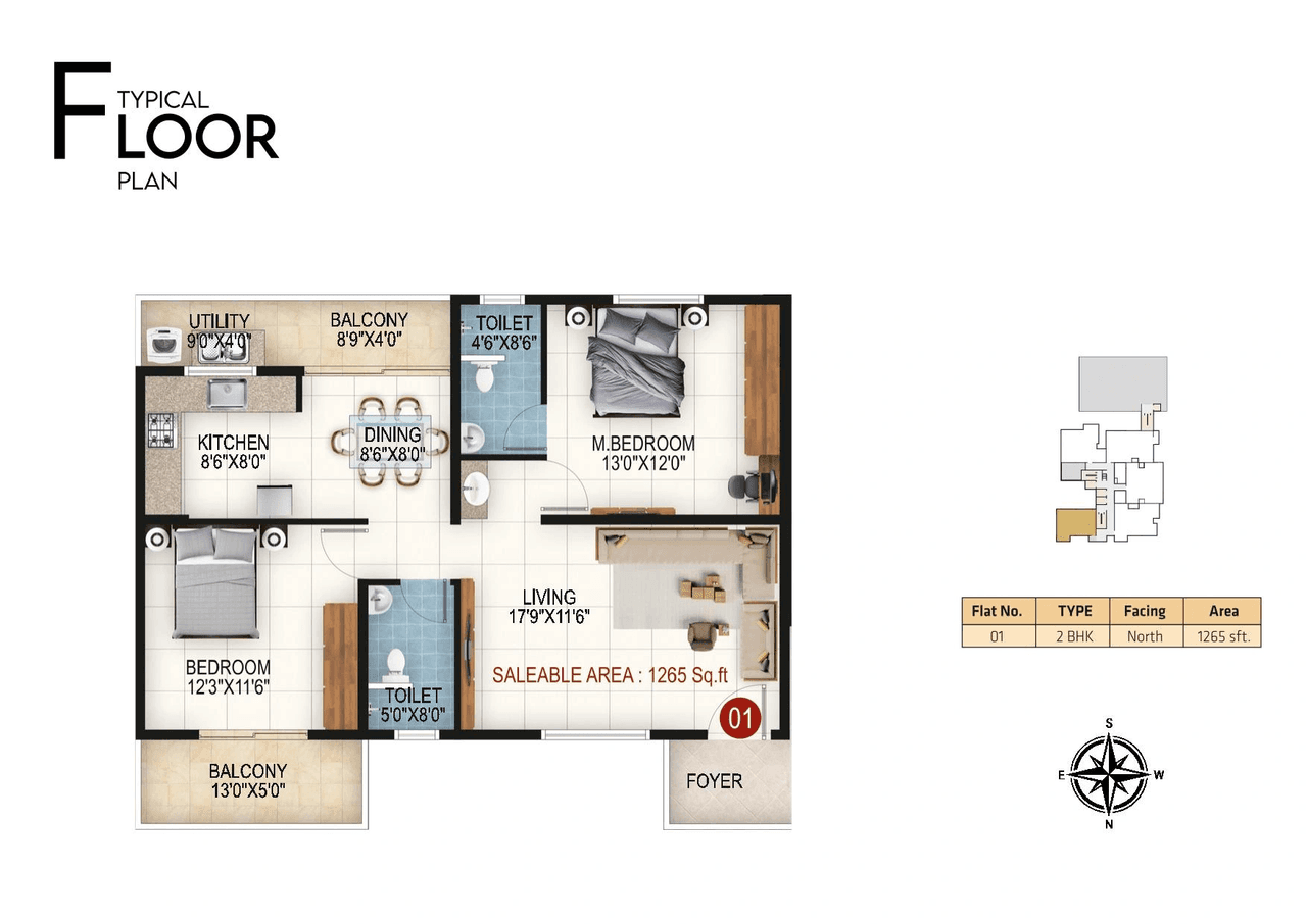 RRL Palm Altezze Unit plan - 885 sq.ft.